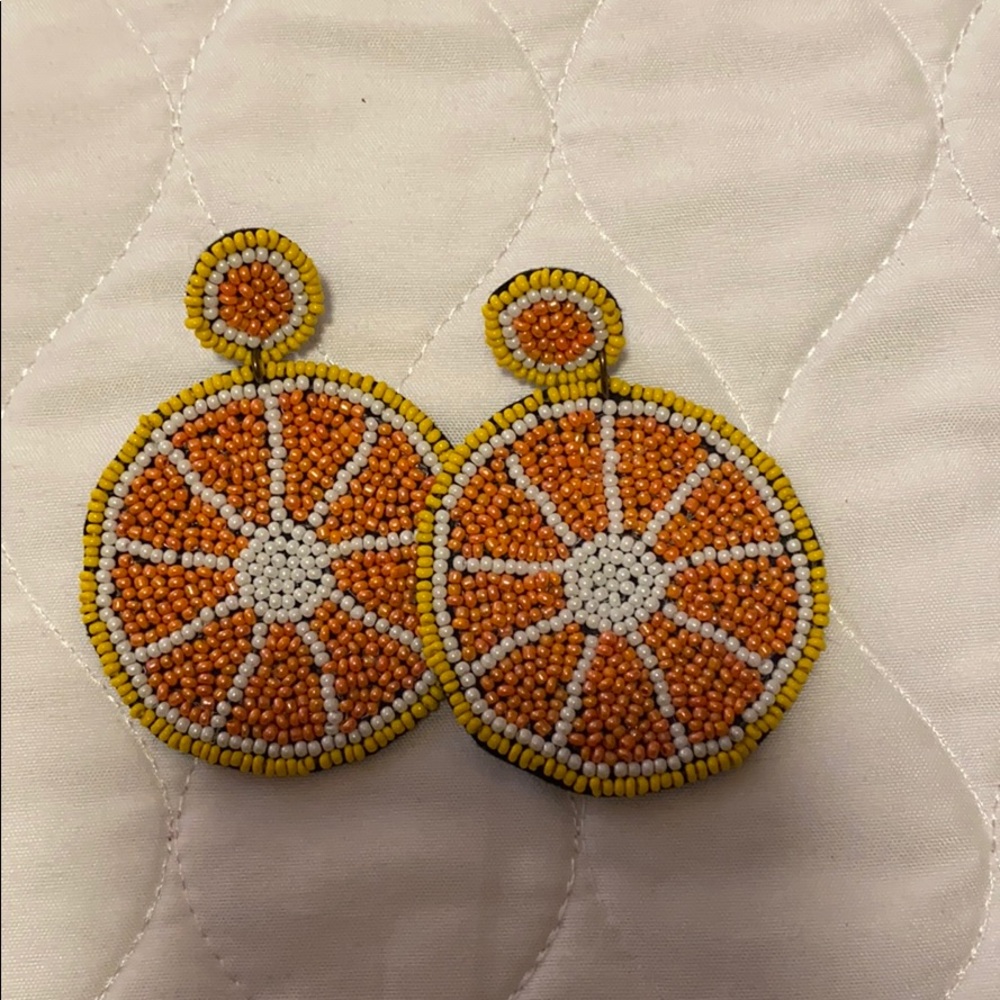 Beaded Tangerine Earrings